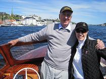 Ole Peder Olsen is 90 years young and his boat is from 1957...Arendal is in the background